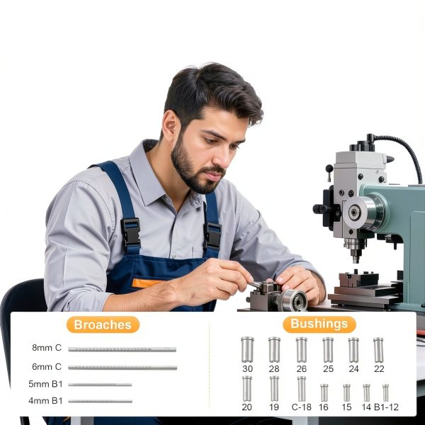 Keyway Broach Set Jiabailie 22PCS HSS Metric Tools with Bushing Box-3