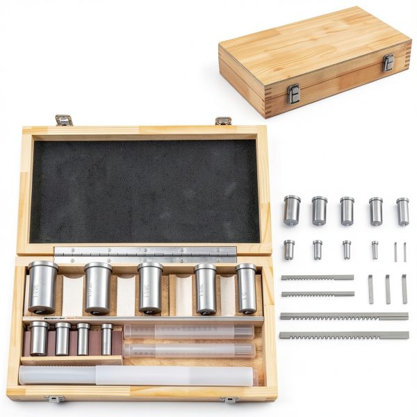 Keyway Broach Set, 18 Piece Broach Set HSS Industrial Tools 1/8" 3/16" 1/4" 3/8" Metalworking Cut Tool Set Broaching Cutter Bushing Shim Set with 4 Broaches Teeth Cutting Tools for Lathe-0