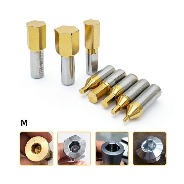 CT08 HSS-Tin Rotary Broach Punching Cutter Tool 8mm Shank Inner Hexagon for Steel(CT08-H9.0mm)-3
