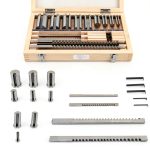 TFCFL 18PCs HSS Keyway Broach Set Inch Size Broaches Bushings Shim CNC Metalworking Set Standard Broaching Cutter Bushing Shim Set HSS Keyway Broach Kit(Inch Size)-0