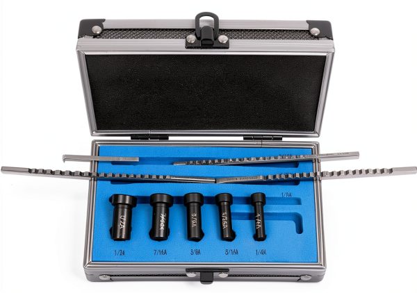 Accusize Tools No.00 HSS Keyway Broach Set Fitted Wooden Box-1