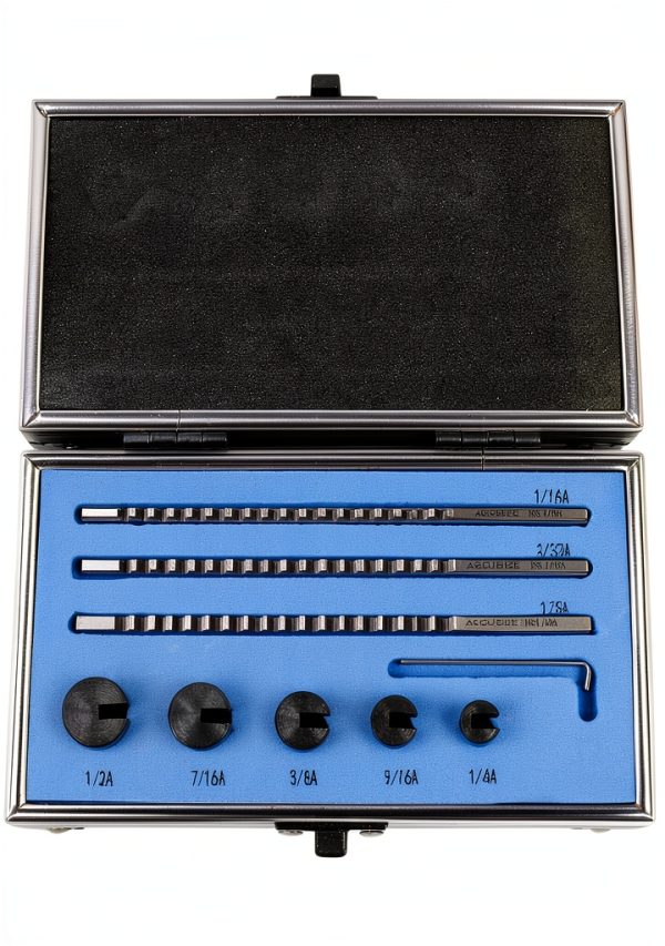 Accusize Tools No.00 HSS Keyway Broach Set Fitted Wooden Box-0