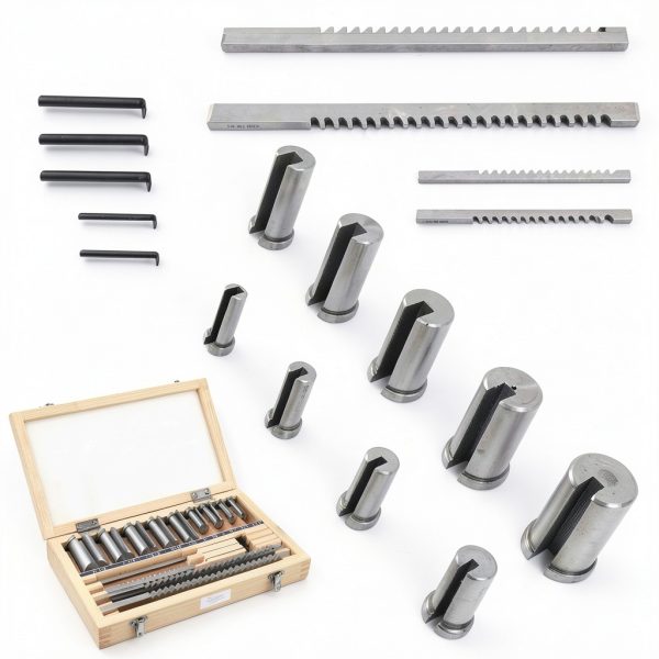 TFCFL 18PCs HSS Keyway Broach Set Inch Size Broaches Bushings Shim CNC Metalworking Set Standard Broaching Cutter Bushing Shim Set HSS Keyway Broach Kit(Inch Size)-2