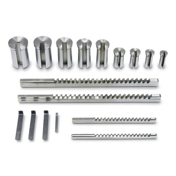 HFS(R) 18 PCS No.10 HSS Keyway Broach Set in Fitted Box, Precision Ground Teeth, 4 Broaches and 9 Bushings-2