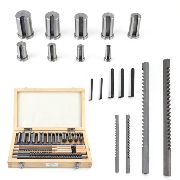TFCFL 18PCs HSS Keyway Broach Set Inch Size Broaches Bushings Shim CNC Metalworking Set Standard Broaching Cutter Bushing Shim Set HSS Keyway Broach Kit(Inch Size)-8