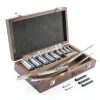 HFS(R) 18 PCS No.10 HSS Keyway Broach Set in Fitted Box, Precision Ground Teeth, 4 Broaches and 9 Bushings-0