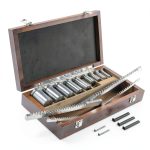 HFS(R) 18 PCS No.10 HSS Keyway Broach Set in Fitted Box, Precision Ground Teeth, 4 Broaches and 9 Bushings-0